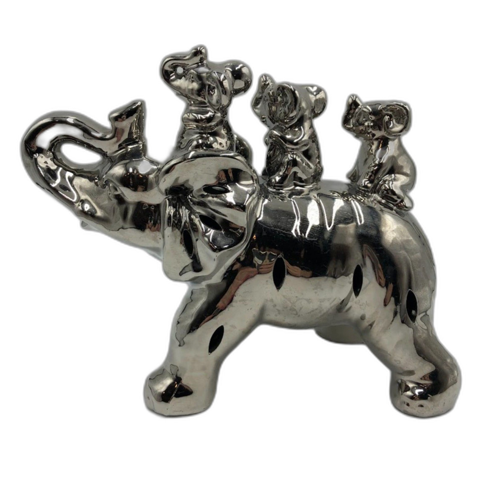 Elephant Family Animal Metal Jungle Safari Wild Kingdom Tabletop Shelf Décor